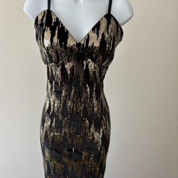 Fashion Nova Dress Medium Sequin BodyCon Mini Art Deco Disco Glam Festival - Picture 10 of 12